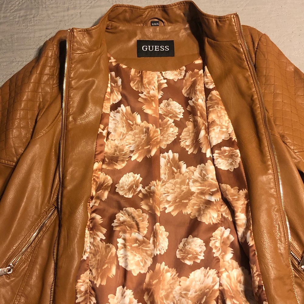 Guess Women’s  leather Moto Jacket size XL